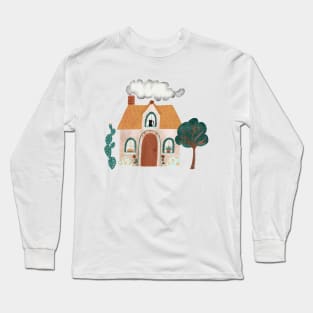 Cozy Cottage Scene Long Sleeve T-Shirt